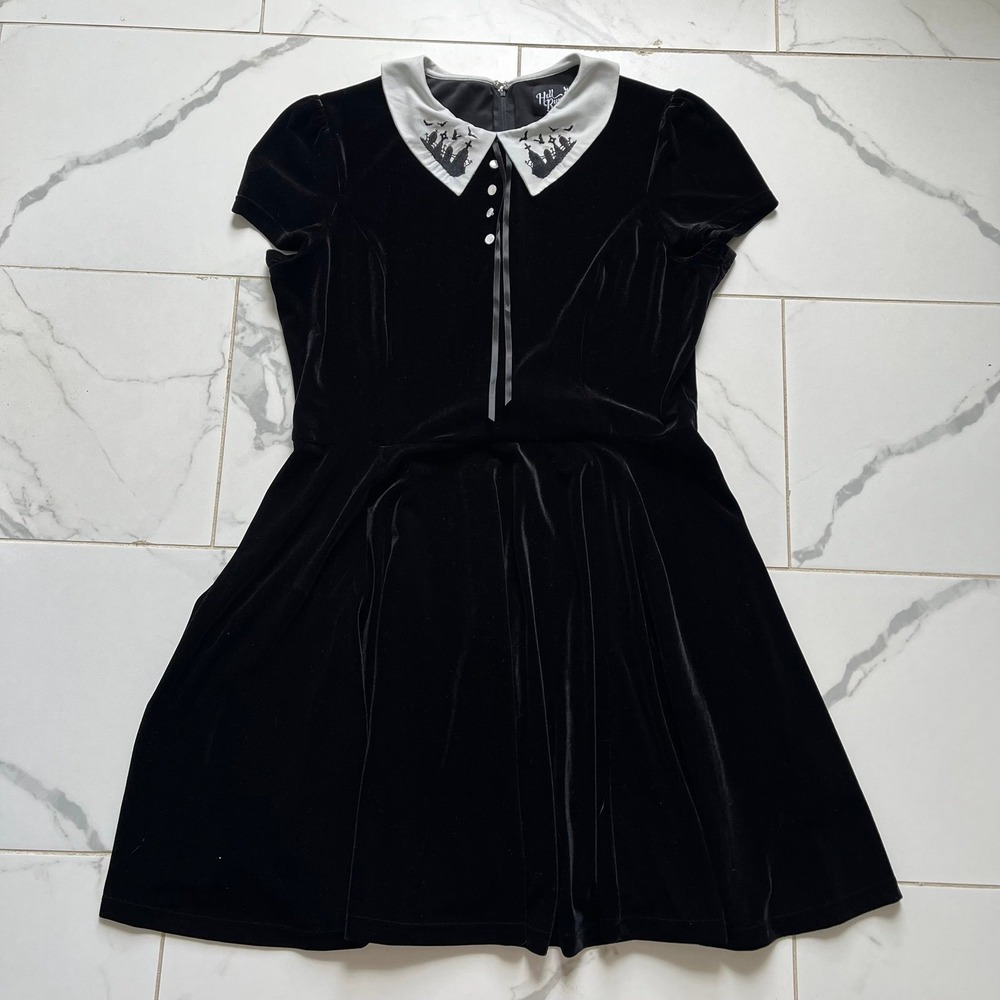 Hell Bunny graveyard mini dress black velvet sz 2X